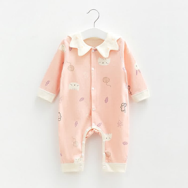Baby Petal Collar Seamless Pajamas Romper