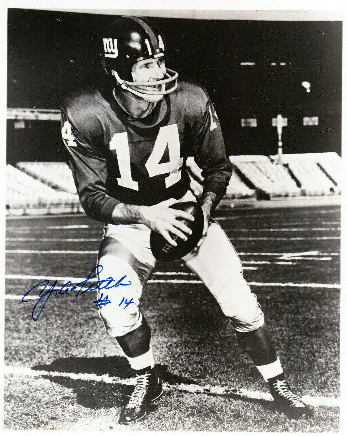 Y.A, TITTLE AUTOGRAPH SIGNED 8X10 Photo Poster painting NEW YORK GIANTS