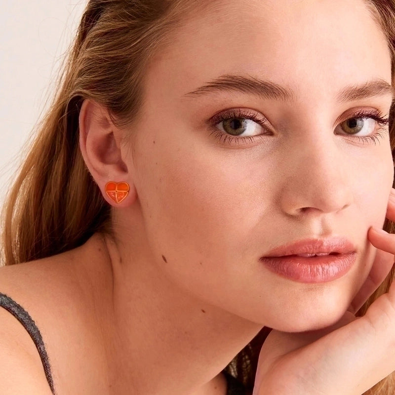 1 Pair Retro Sweet Triangle Devil’s Eye Heart Shape Enamel Plating Inlay Copper Zircon 18k Gold Plated Ear Studs