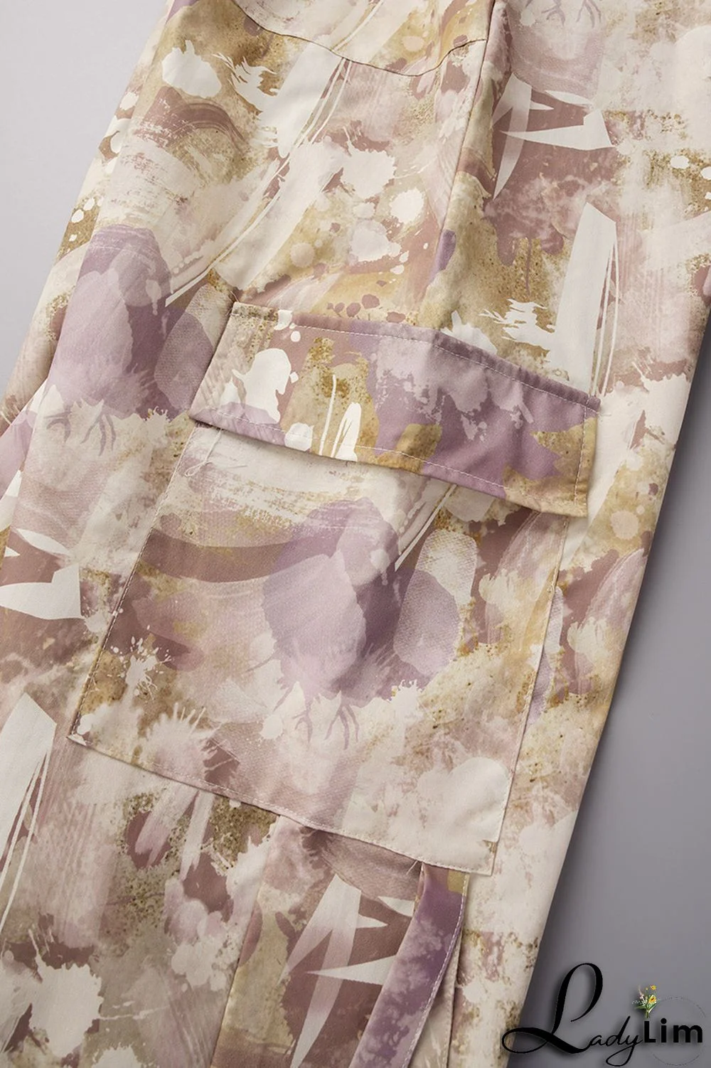 Army Green Street Print Bandage Patchwork Straight Straight Full Print Bottoms