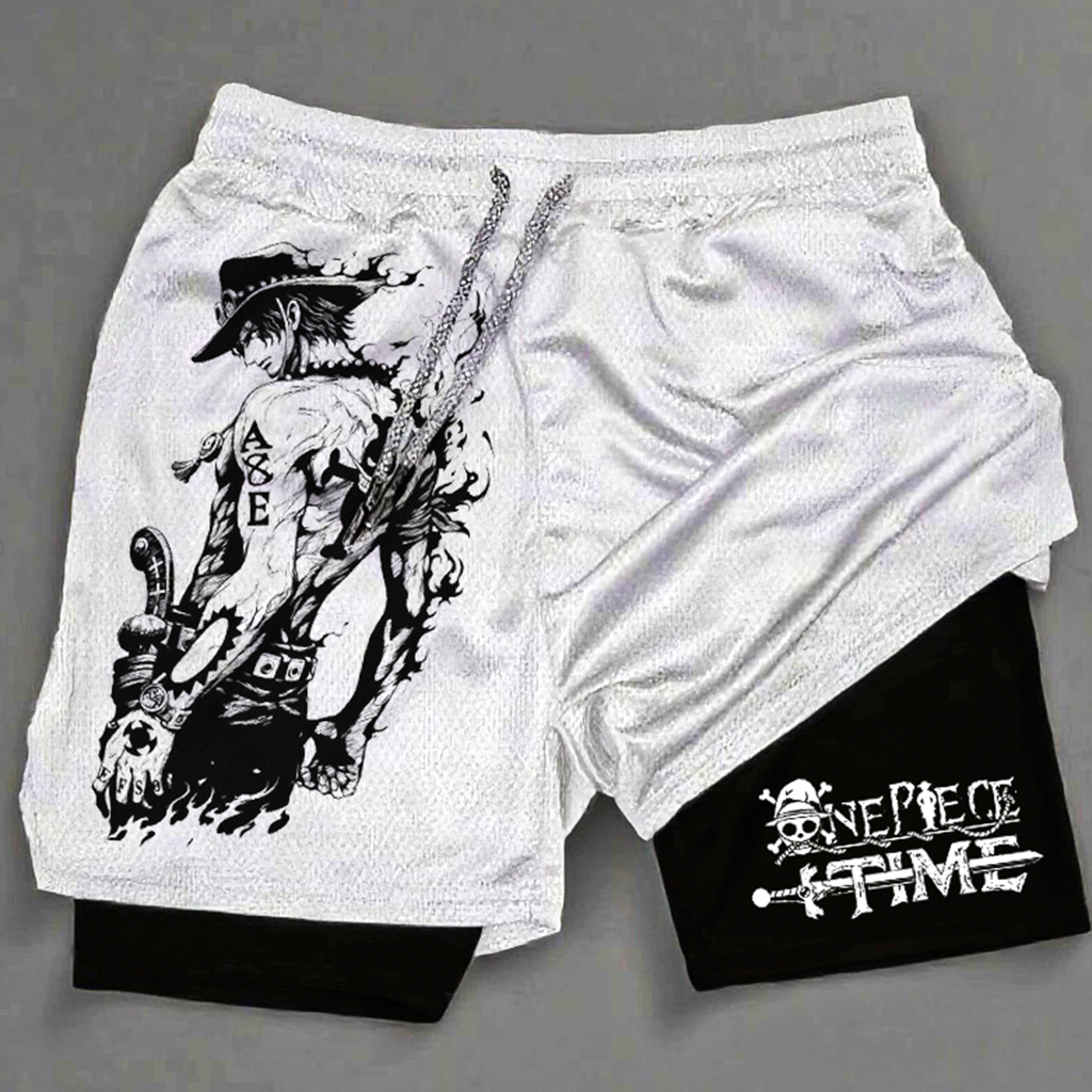 Anime Graphic Design Double Layered Sports Shorts / TECHWEAR CLUB / Techwear