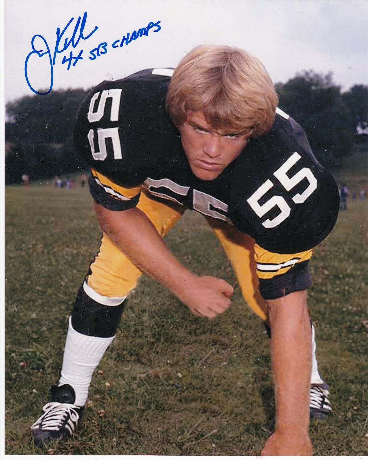 JON KOLB PITTSBURGH STEELERS 4 X SB CHAMPS ACTION SIGNED 8x10