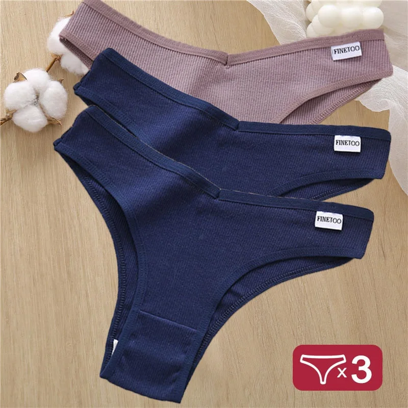 3PCS/Set Cotton Lingerie Panties Sexy Underwear Women Briefs Tangas Female Underpants Pantys Thong Panties Bikini Solid 6 Color