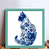 (US Only)Full Embroidery cotton Thread 11CT Printed Cat Cross Stitch Home Kit40x40cm