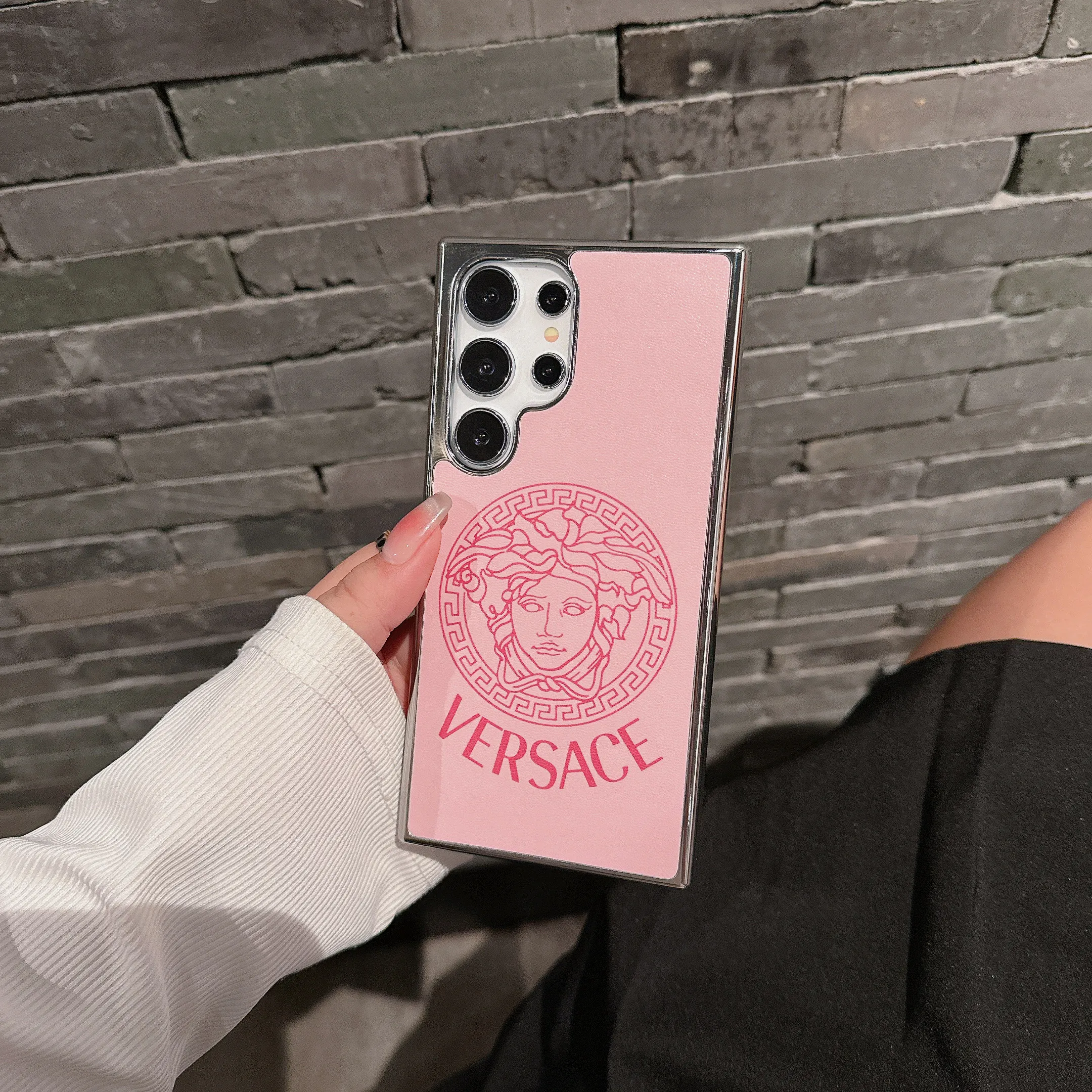 Versace Electroplated Luxury Leather Samsung Galaxy Phone Case