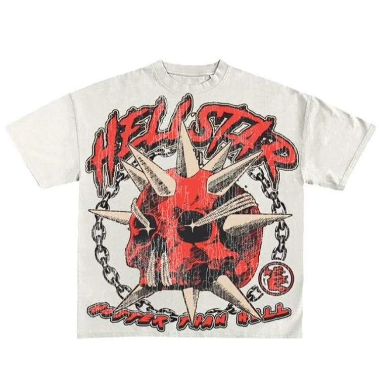 Vintage Hellstar Skull Hotter Than Hell Graphic 100% Cotton Short Sleeve T-Shirt
