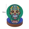 6pcs/set Diamond Painting Skull Coaster Round Cup Cushion Home Decor
