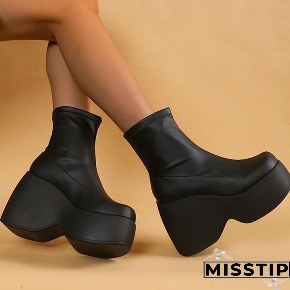 Pure Black Casual Patchwork Solid Color Round Keep Warm Comfortable Out Door Shoes