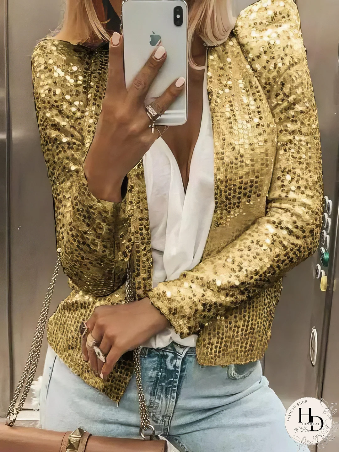 Casual Sequined Long Sleeve Jacket