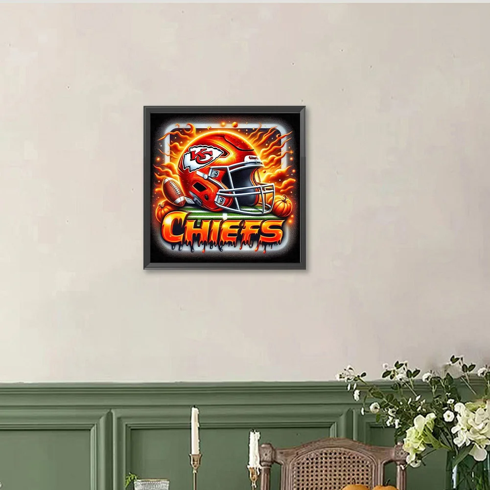 Diamond Painting - Full Round Drill - Kansas City Chiefs Helmet(Canvas|40*40cm)