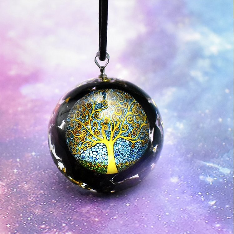 Natural Obsidian Tree of Life Pendant Necklace