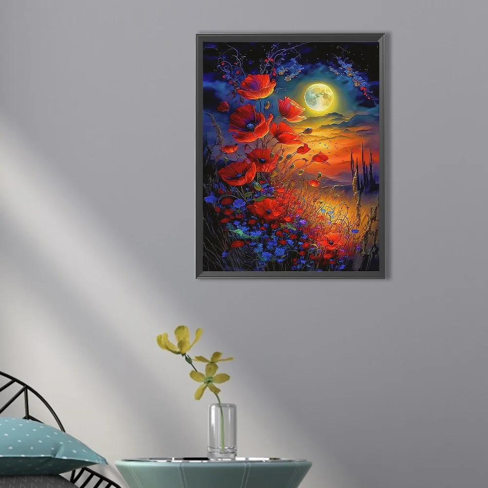 Diamond Painting - Full Round Drill - Poppy Moonlight(Canvas|30*40cm)