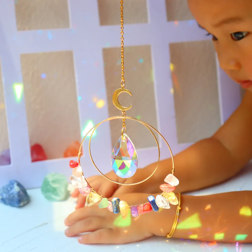 Crystal Sun Light Trapping Wind Chime Pendant Prism Lighting Catching Decor