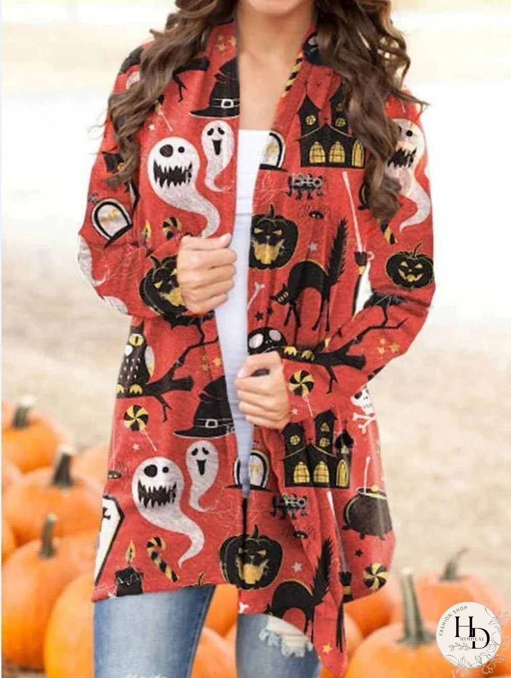 Casual Long Sleeve Halloween Cardigan