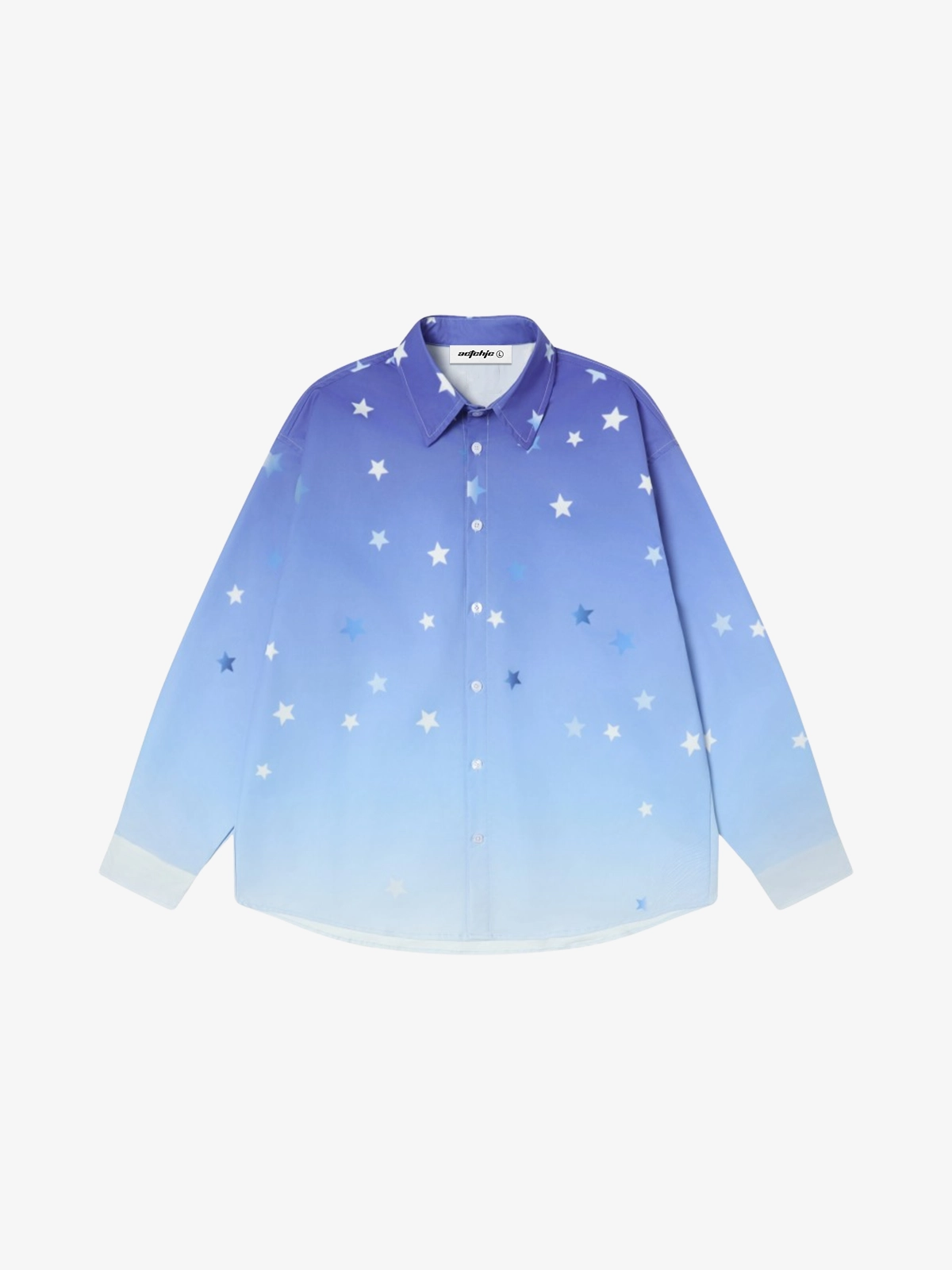Blue Act Chic Gradient Star Print Long Sleeve Shirt Front