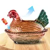 Hen Nest Glass Dish with Lid Crystal Glass Candy Jar Thicken Hen-Shaped Fruit Bowl Vintage Dessert Snack Plate for Home Decoration