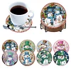 8pcs Cartoon DIY Diamond Painting Holz Untersetzer Kits mit Halter (Schneemann)