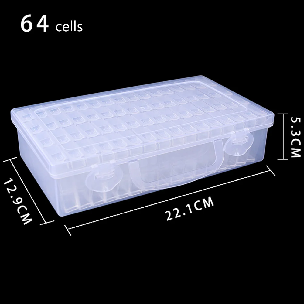 64 Grids Diamond Painting Box Transparent Beads Storage Case Container