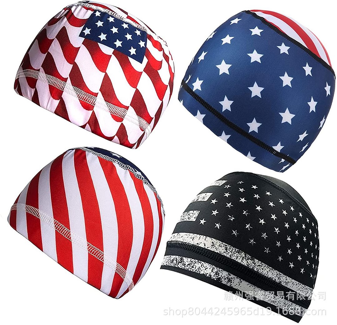 American Flag Eagle Print Quick Dry Cycling Cap Sunscreen Swimming Cap、、URBENIE