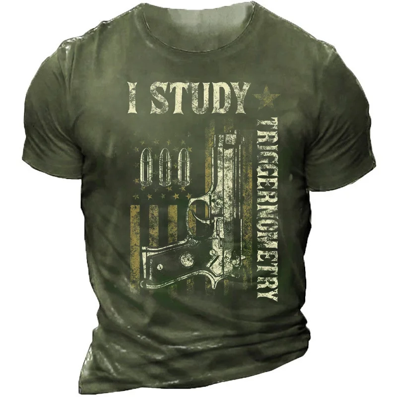 Men's Fashion "I Study Triggernometry "Printed Short Sleeve T-shirt