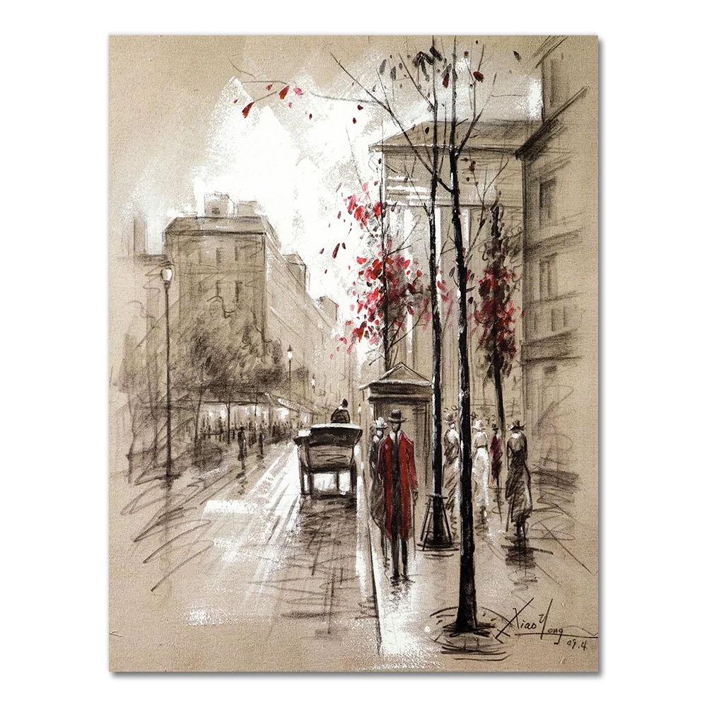 Athvotar Canvas Paintings Home Decor HD Prints Posters 3 Piece Abstract City Street Landscape Pictures For Living Room Wall Art Framework