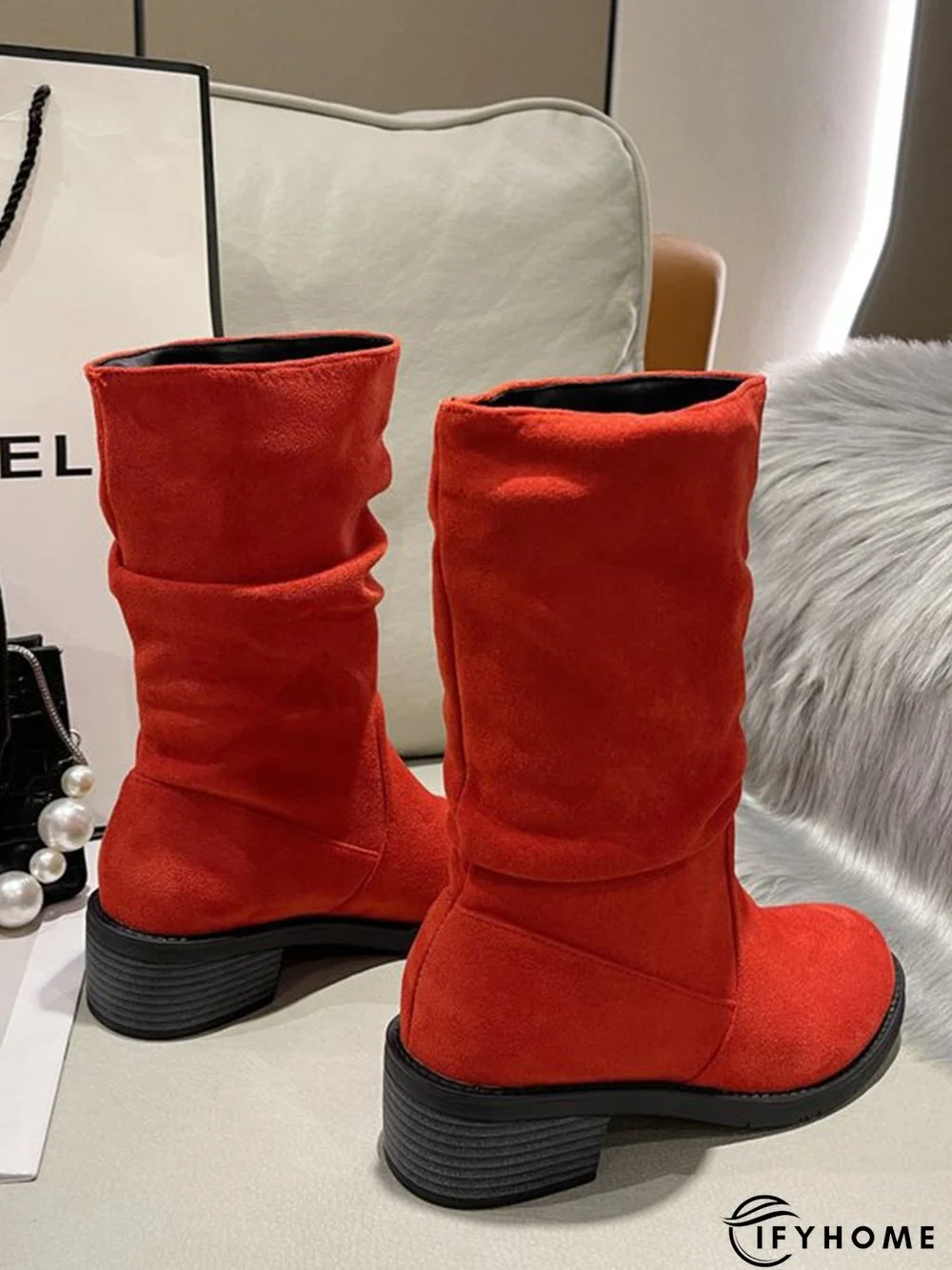 Faux Suede Slip On Slouchy Boots | IFYHOME