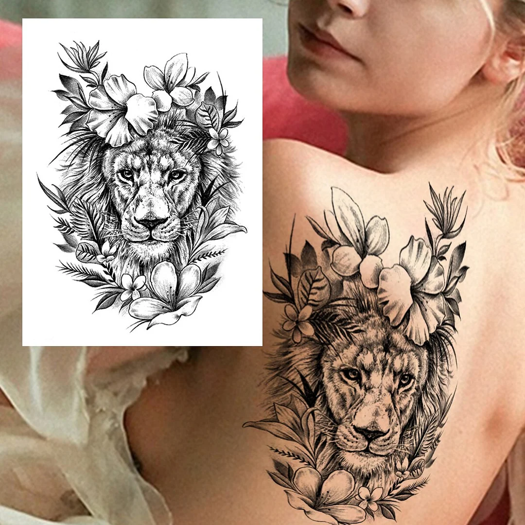Sdrawing Butterfly Flower Temporary Tattoos For Women Girls Lace Feather Geometry Tattoo Sticker Fake Rose Sexy Tatoos Decor