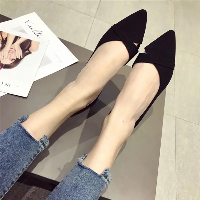 Vstacam 2022 Fashion Casual Flat Shoes Woman New Summer Breathable Comfortable Soft-Soled Shoes Pointed Toe Shallow Flat Women Shoes