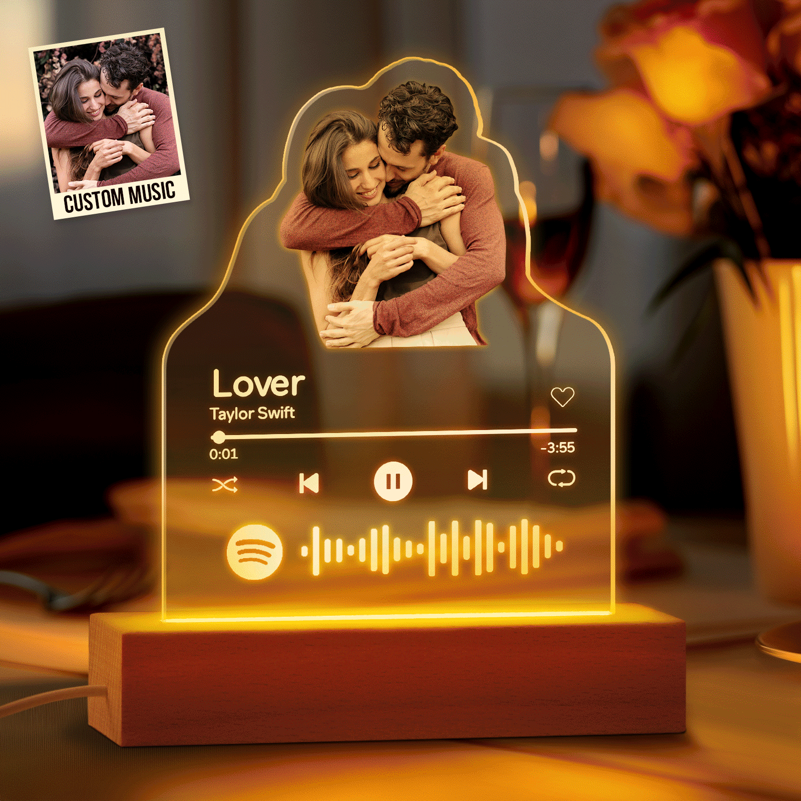 Loveyoufancy Personalized Photo Acrylic Lamp Custom Night Light Gift for Couple Home Decor