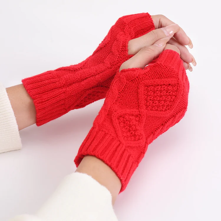 Retro Plaid Half Fingerless Gloves - yankia