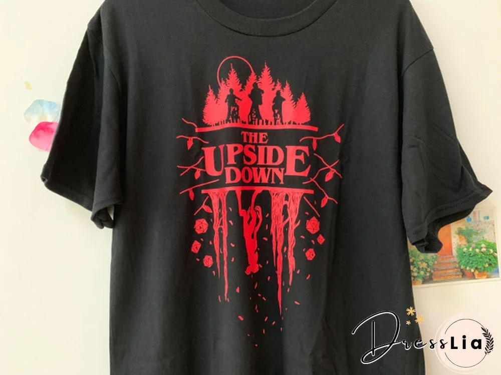 1Pcs Keep Calm And Stranger Things Tee - The Upside Downuff0Cdemogorgon Tee T Shirt Women Stranger Things Design Ladies T-Shirts Looking For The Upside Down T-Shirt Short Sleeve Tops Girl Tee