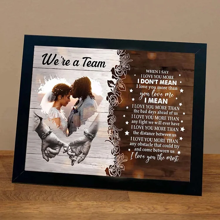 Personalized Photo Couple Wooden Frame We're A Team Custom Photo Anniversary Gift For Couple