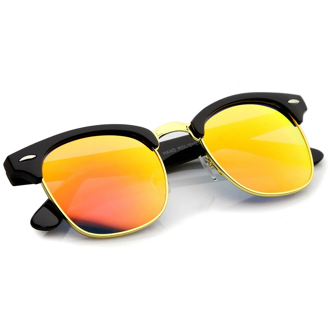 Premium Half Frame Colored Mirror Lens Horn Rimmed glasses 50mm