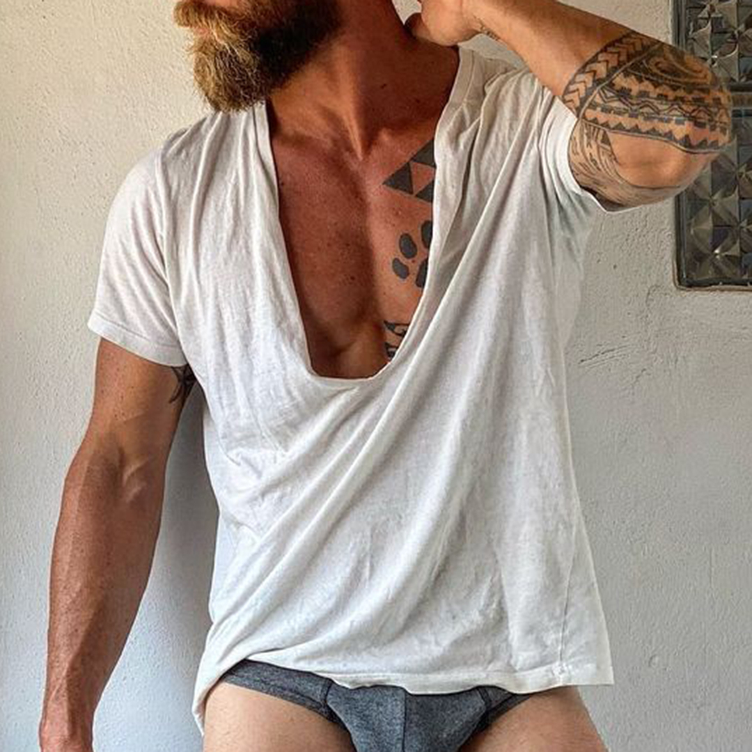 Men's Summer Casual V-Neck Cotton T-Shirt