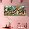 (US Local)Frameless DIY Hand Painted on Canvas Animal Family Paint By Numbers Kits80x40cm
