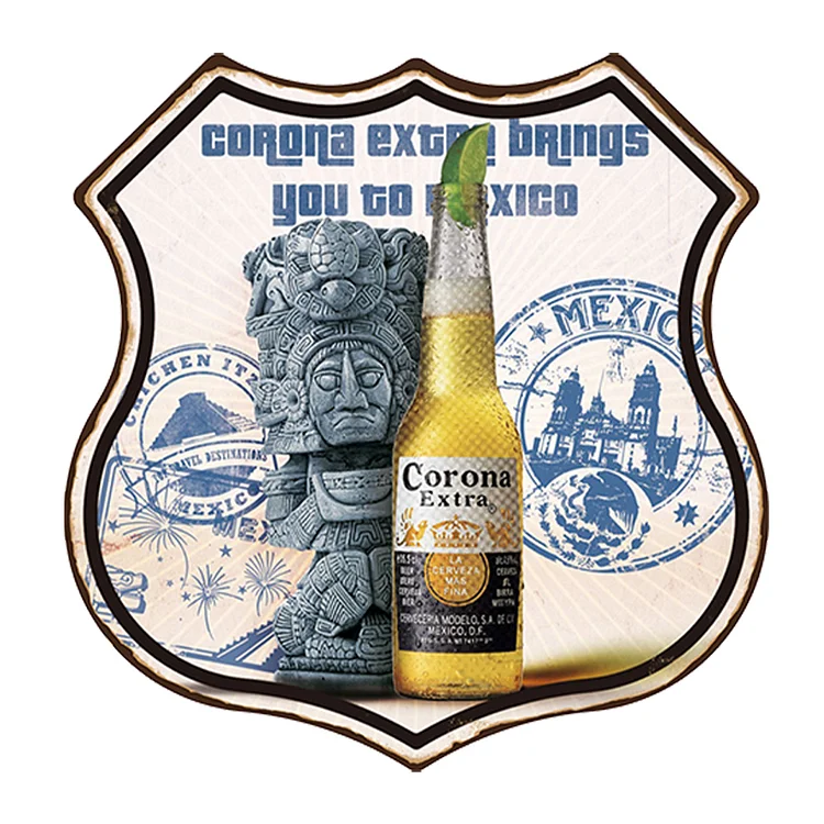 Corona - bouclier vintage enseigne en étain - 11.8x11.8inch
