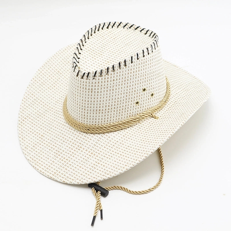Men’s Minimalist Solid Color Big Eaves Straw Hat
