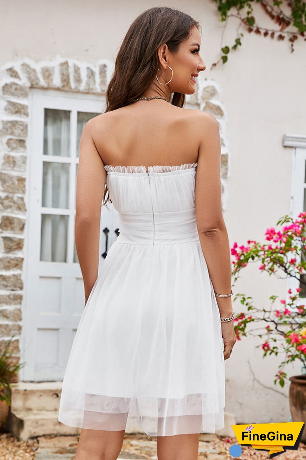 Cute Princess Bandeau White Mini Dress