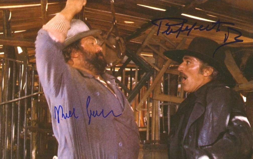 ACTORS Bud Spencer (+) & Riccardo Pizzuti autographs, IP signed Photo Poster painting