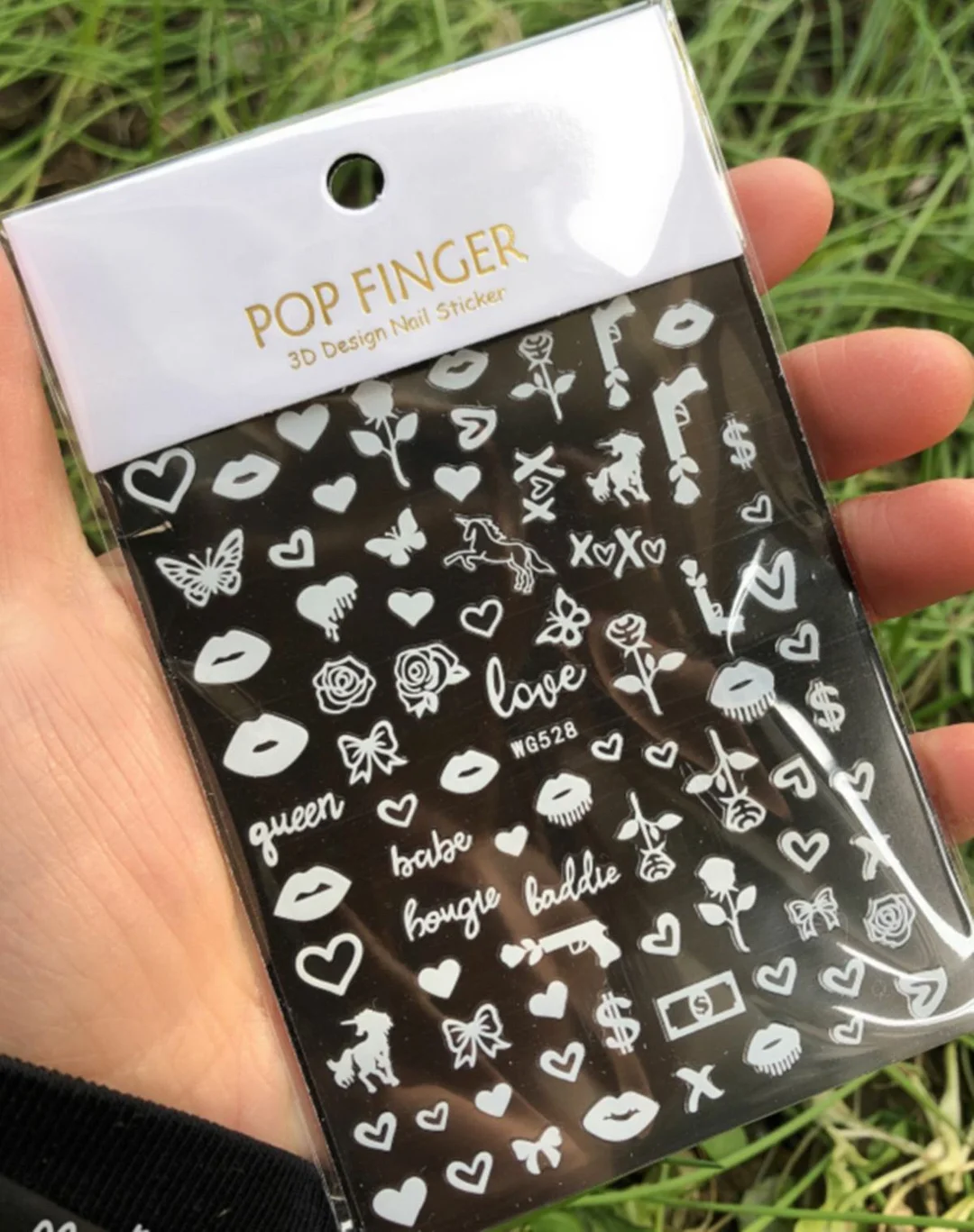 3D Nail Stickers Slider Decals New Arrival Black White Weed Dice Guns Pattern Manicure Decals DIY Nail Art Decoration Accessorie-Nail Inspo