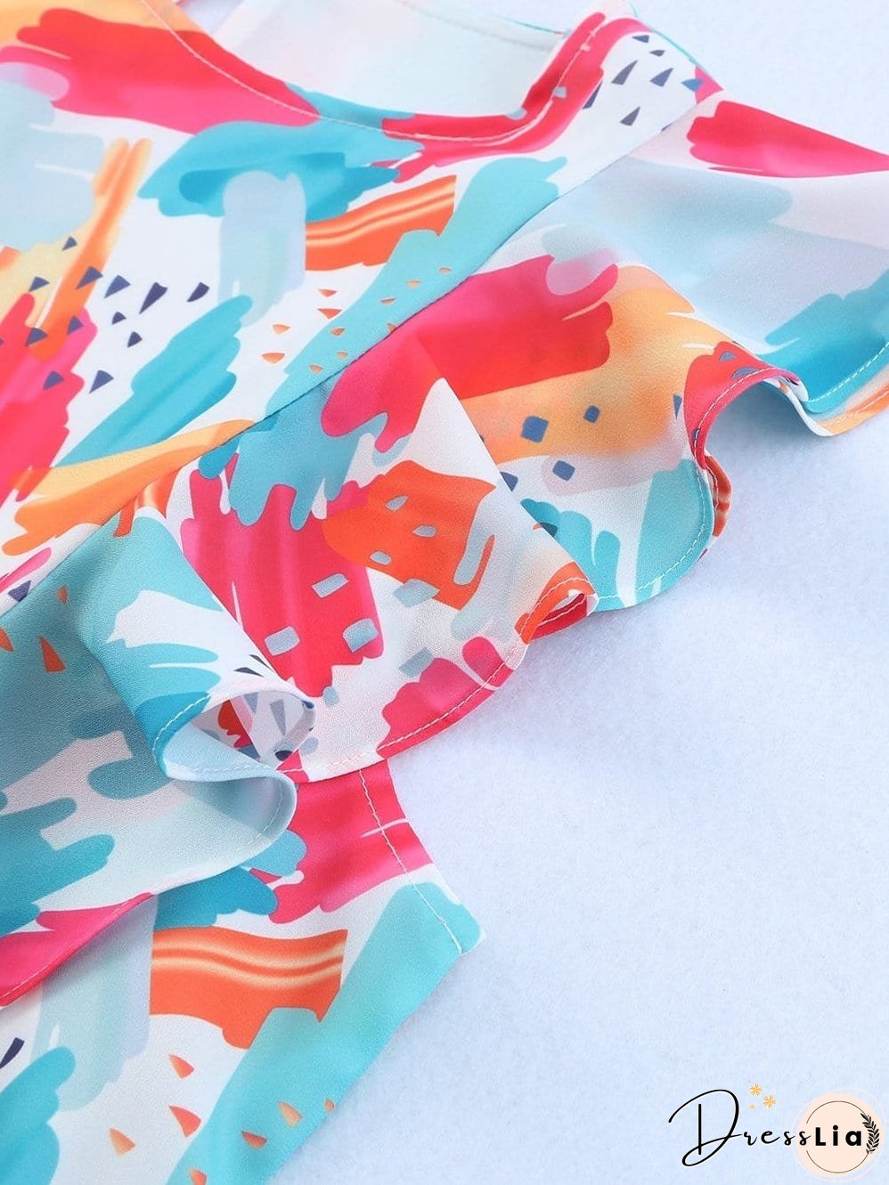 Dreamy Sky Brush Stroke Ruffle Peplum Blouse