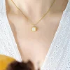 Neat Square White Shell Pendant Necklace