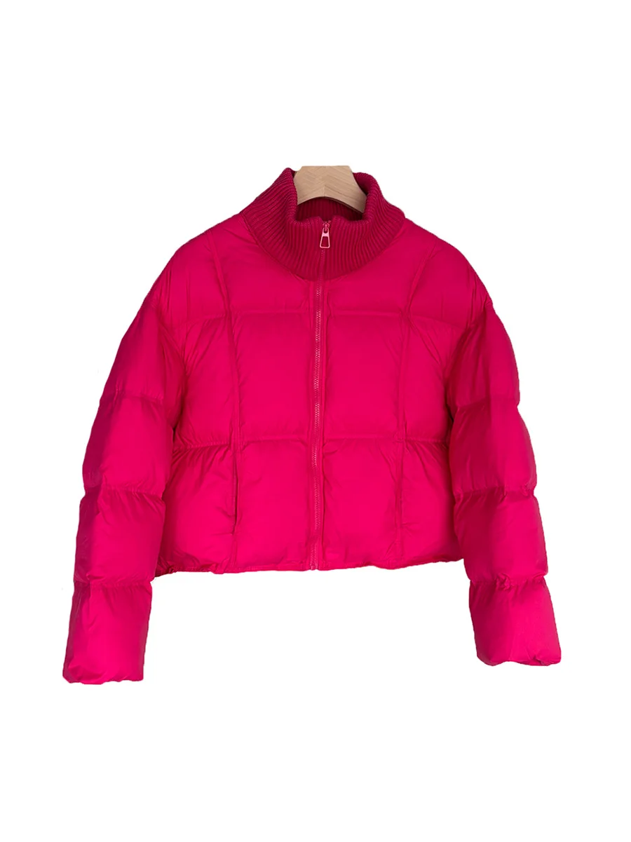 Toloer Knit High Collar 90 White Duck Down Down Jacket Women's Short Style 2024 Winter Thick Puff Feeling Advanced Sense Bread Coat-Outfit Ideas