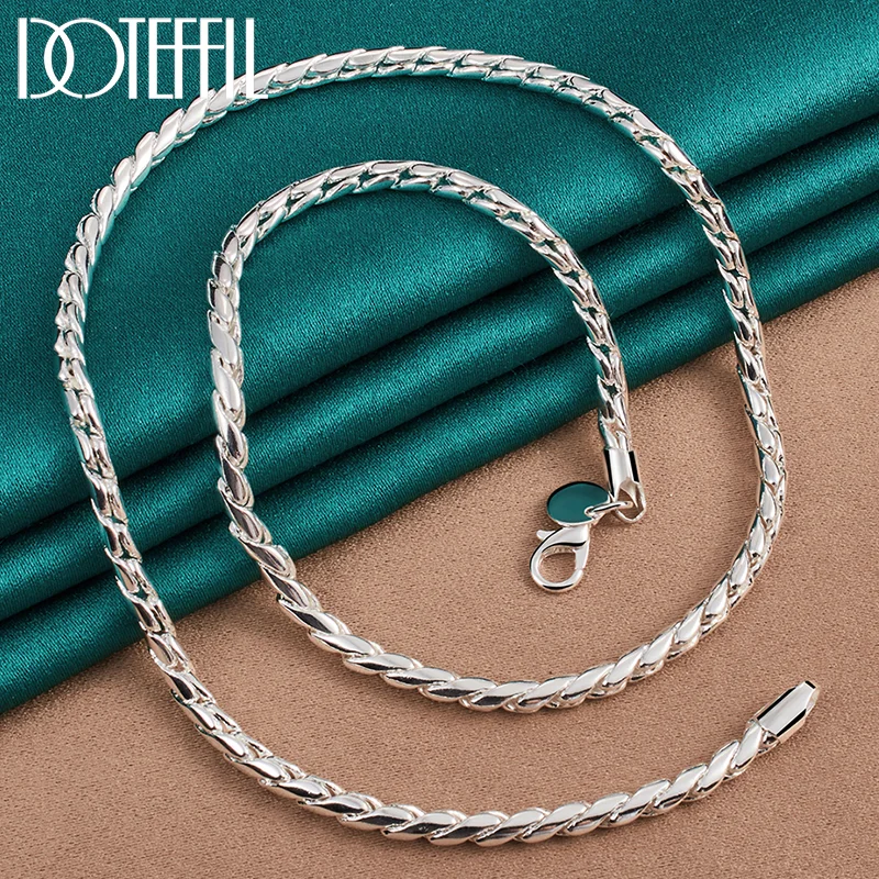 DOTEFFIL 925 Sterling Silver 4mm 20 Inch Snake Chain Necklace For Man Women Jewelry