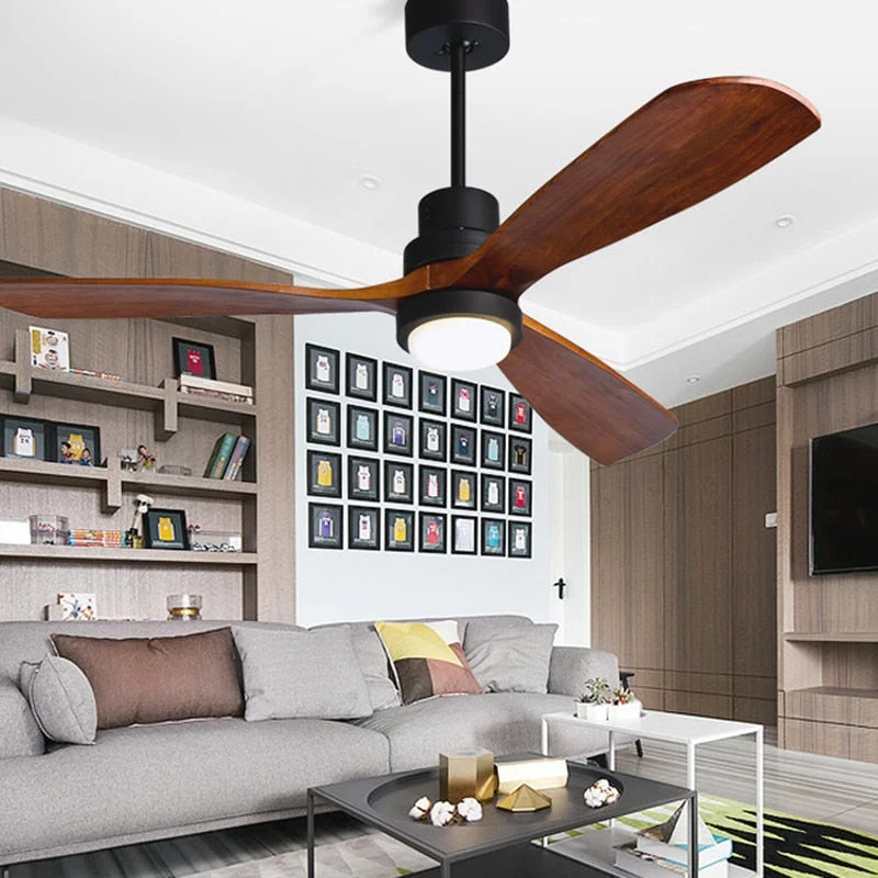 Modern Remote Control 52 Inch Wooden Blades Retro Ceiling Fan With ...