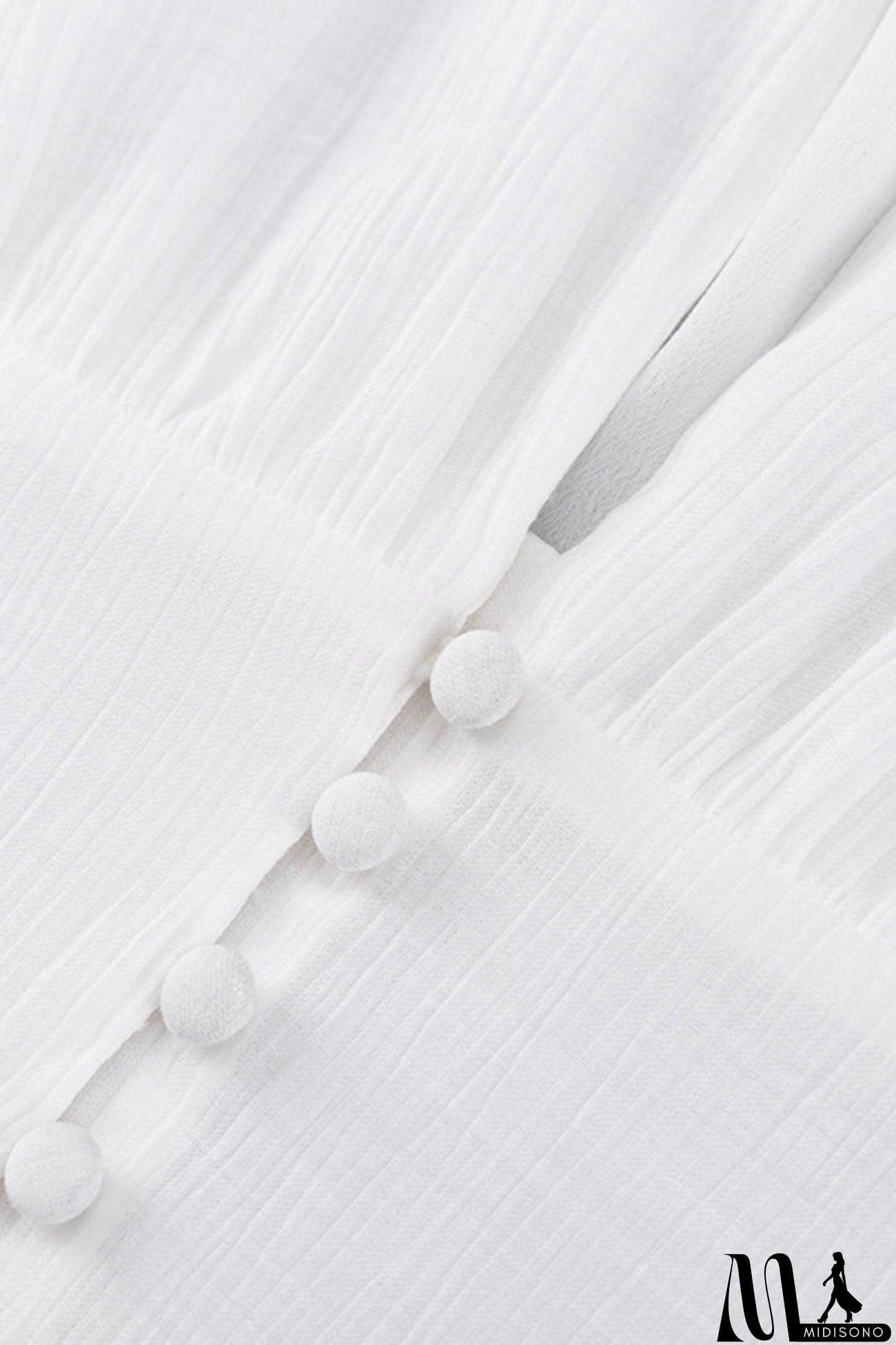 MidiSono - Puff Sleeve Single-breasted Slit Dress