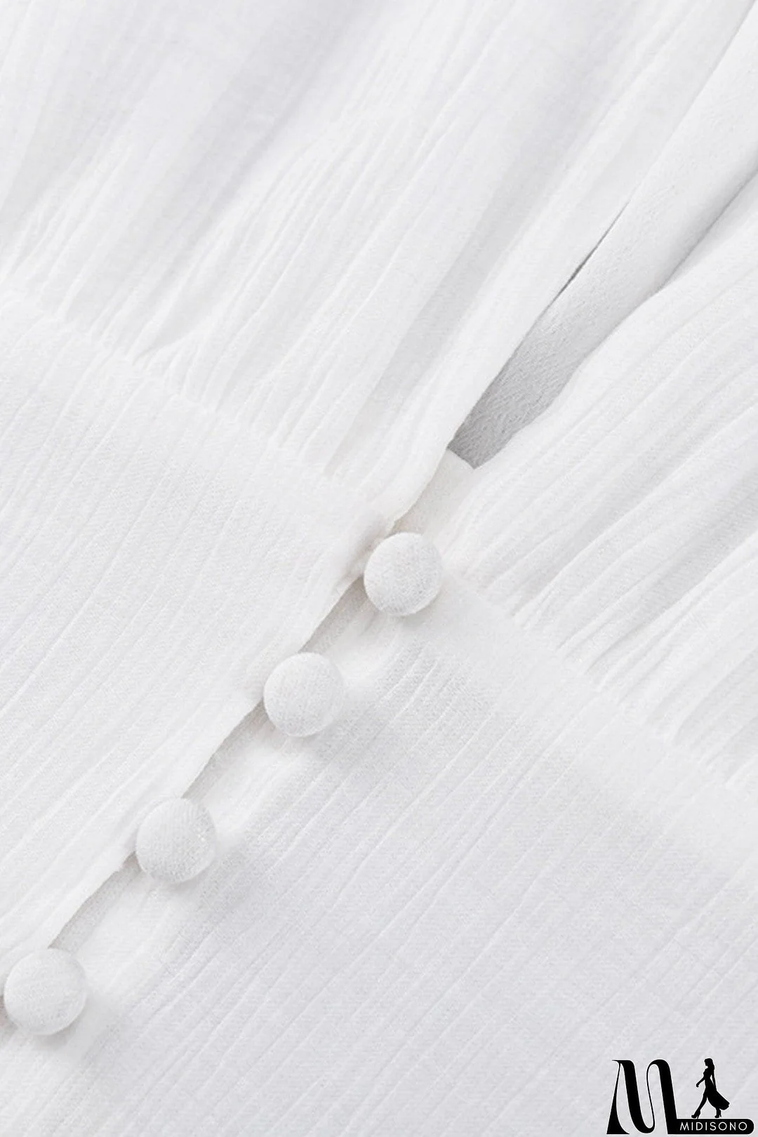 MidiSono - Puff Sleeve Single-breasted Slit Dress