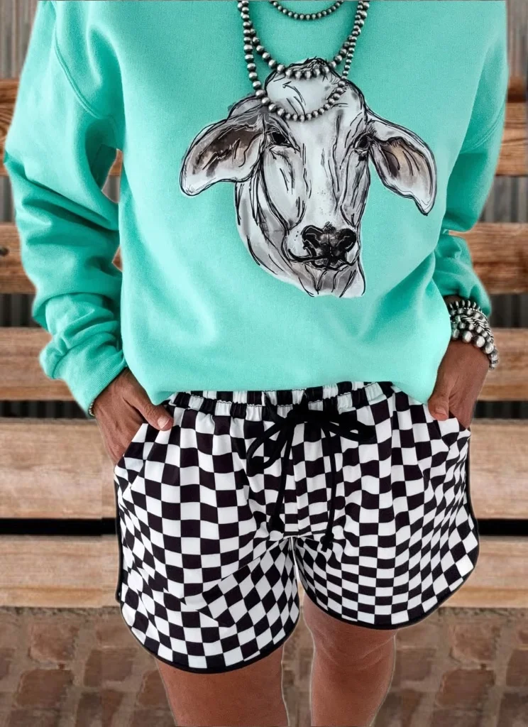 Women Summer Checkerboard Shorts