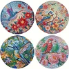 4Pcs Diamond Painting Wooden Animal Placemats with Holder Diamond Art Place Mats