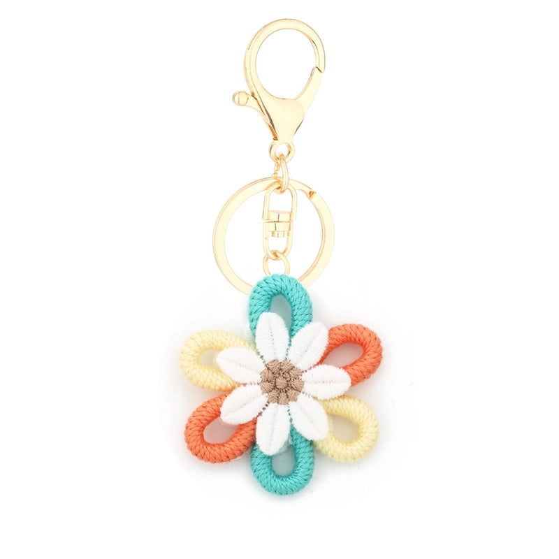 Cute Sweet Flower Yarn Metal Unisex Bag Pendant Keychain